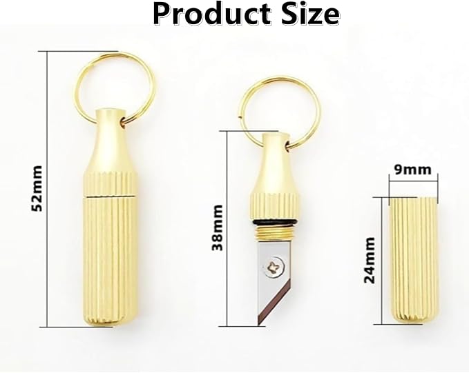 2 Pcs Brass Keychain Package Opener - Compact Multi - Function Tool with Secure Lock, Portable for Travel/Office/Daily Use, Capsule Pendant Knife for Keys Unboxing