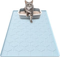 Garoopion Silicone Cat Litter Trapping Mat, Large Waterproof 34" X 22" Cat Litter Box Mat, Easy to Clean, Blue