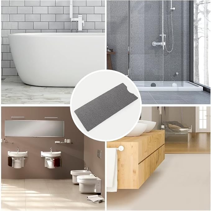 Bathtub Mat Non Slip Shower Mat Soft PVC Loofah Bath Tub Mats with Drain for Bathroom Tub 40 x 16 Inch (Grey)