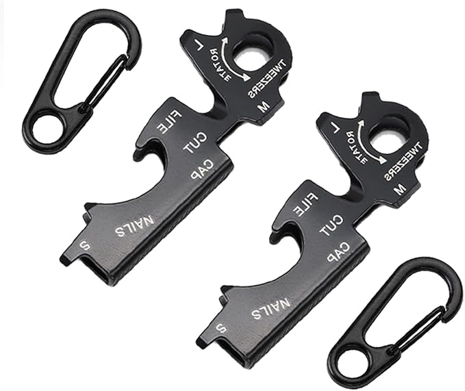 EDC, Heavy Duty Keychains with Carabiner Clip,Multitools for Key Ring,Metal Bottle Opener and Screwdriver with Different Type as Small Tool for Man and Women,Cute Key Holder as Gift (2-Black)