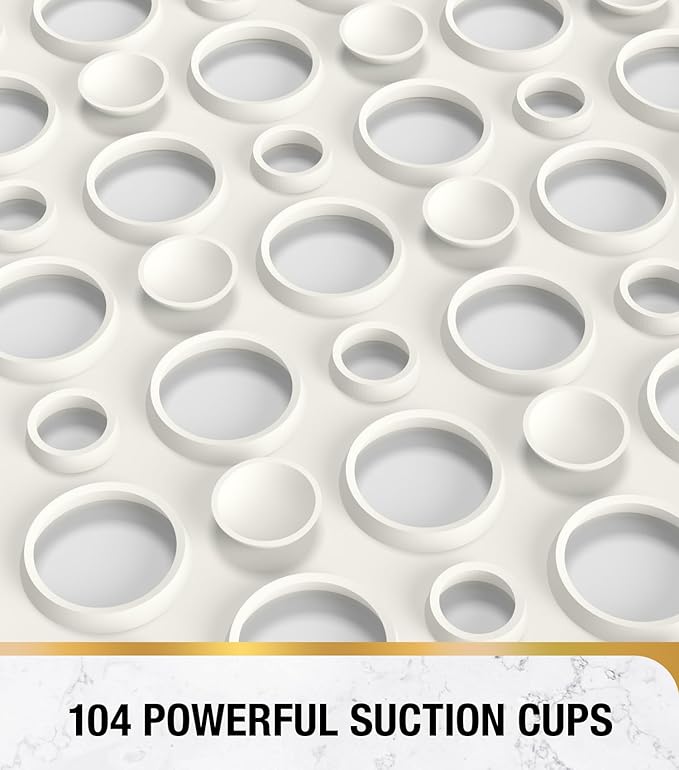 HITSLAM Bathtub Mat Non Slip, 28 x 15 Inch TPE Bath Mat for Tub, Efficient Drainage Bathroom Shower Mat with Suction Cups, Bath Tub Mat, Soft on Feet and Easy to Clean, White