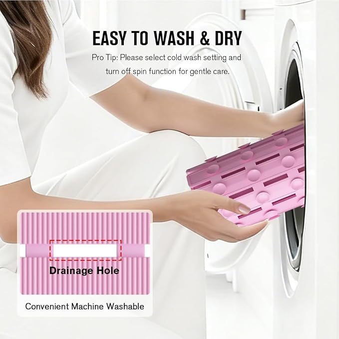 MBOSS Bath Tub Shower Mat Non Slip Bathtub Mats for Bathroom Shower Floor Mat Bath Mats for Shower Tub Anti Slip Shower Mat with Drain Hole and Large Suction Cups (Pink, 27.5 X 15.7 Inch)