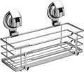 TESOT Suction Cup Shower Caddy, Shower Shelf Soap Dish with Hooks for Razor, Sponge, Rust Proof 304 Stainless Steel, Silver
