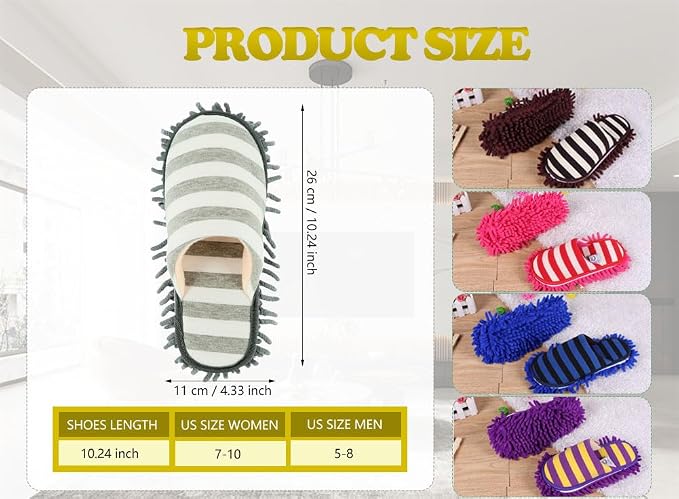 Cleaning Slippers Microfiber Slipper Detachable Mopping Shoes House Floor Cleaning Mop Chenille Sole, One Size (Grey)