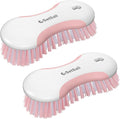 SetSail Multi-Purpose Scrub Brush of 2 Pack, Stiff Bristles Cleaning Brush with Non-Slip Grip Heavy Duty Scrub Brushes for Cleaning Bathroom Kitchen Tile Bathtub Sink, Pink