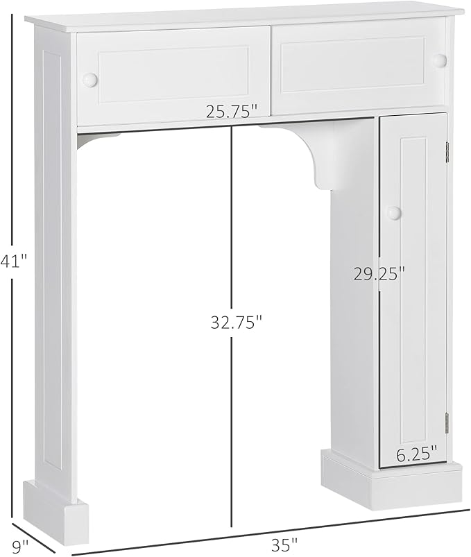 HOMCOM Over The Toilet Bathroom Cabinet, Freestanding Bathroom Storage Organizer with Adjustable Shelves, Toilet Rack, White