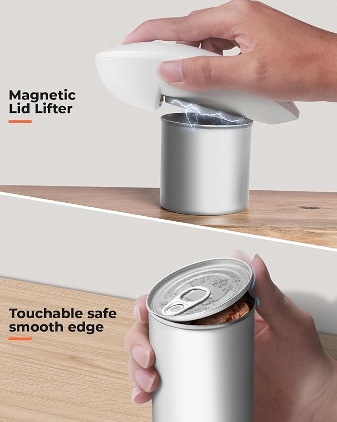Canslab Ultrablade - USB Rechargeable Electric Can Openers for Senior with Arthritis- Automatic Kitchen Can Opener for Any Size Can, Smooth Edge, Small Handsfree One Touch Opener, Wall Mounted,White