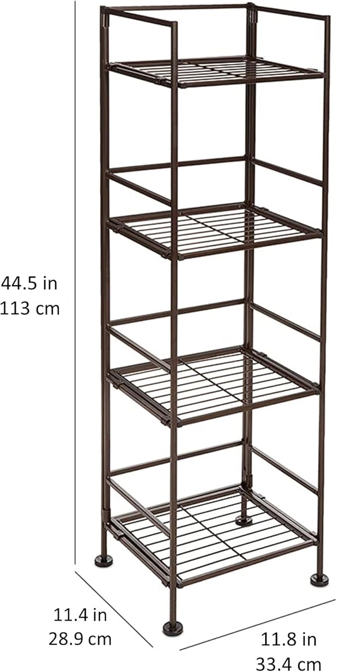 Amazon Basics 4-Tier Iron Towel Shelf Black 11.4"L x 11.8"W x 44.5"H | for Bathroom