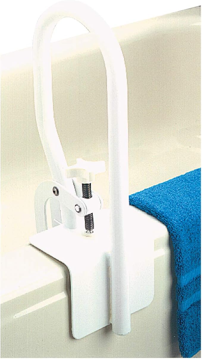 Carex White Bathtub Rail - Grab Bars for Bathroom, Bathtubs & Showers - Side Hand Grip Railing & Support - Shower Handle & Bath Tub Bar Clamps for Seniors & Elderly