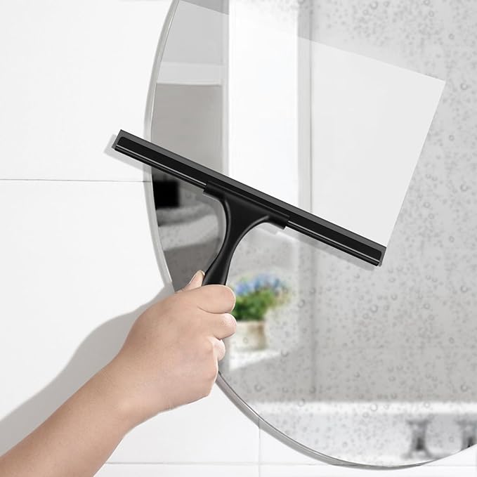 SetSail Squeegee for Shower Glass Door All-Purpose Shower Squeegee for Glass Doors Black Window Squeegee with Hook for Car Window Cleaning 12 Inch, Black