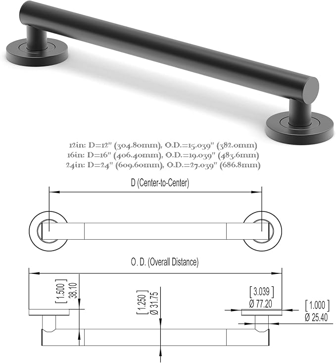 Bath, Shower and Toilet Safety Grab Bar for Seniors and Handicaps, ADA Compliant Mobility Aid Balance Assist Handle, Stainless Steel