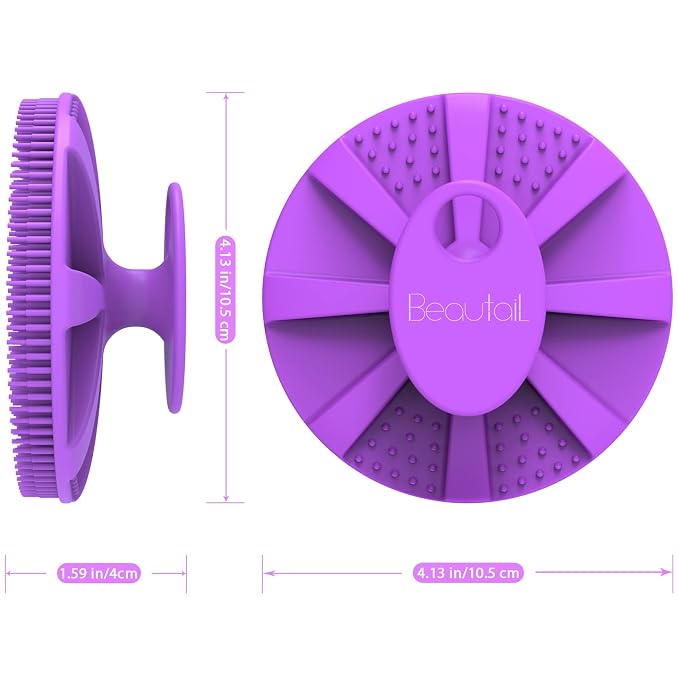 Silicone Body Scrubber 2 Pack, BEAUTAIL Shower Bath Scrubber, More Hygienic Than Traditional Loofah, Lather Nicely, Gentle Exfoliating Brush for Women Men Baby Sensitive Skin, Black+Purple