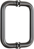 Ranbo Matte Black 6" （CTC） Tubular Back-to-Back Shower Door Handle，3/4" Diameter Pull Handles with Metal Washers, for 1/4"- 1/2" Thick Glass and 1-3/8" - 2-1/6" Thick Wooden or Metal Doors