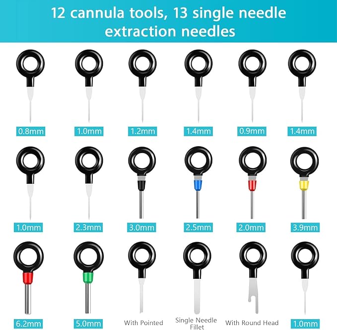 Kikerike Terminal Removal Tool Kit 45 Pcs Depinning Tool Electrical Connector Pin Removal Tool Kit Pin Extractor Tool Set Wire Terminal Release Tool for Automotive Car Household Devices