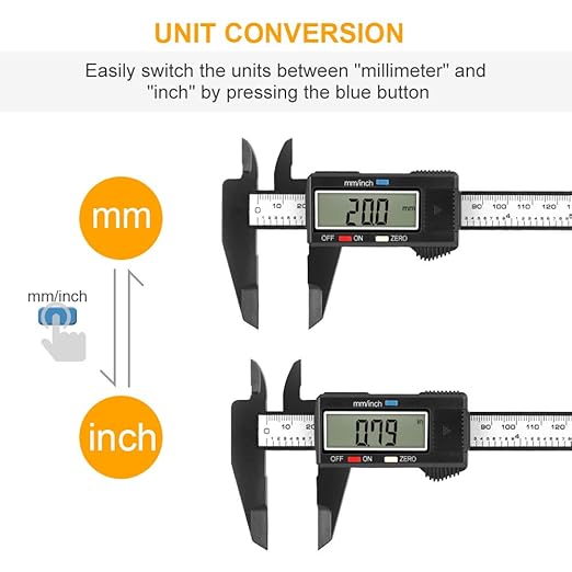 Digital Caliper, Sangabery 0-6 inches Caliper with Large LCD Screen, Auto - Off Feature, Inch and Millimeter Conversion Measuring Tool, Perfect for Household/DIY Measurment, etc