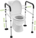 Toilet Safety Rails for Seniors - Adjustable & Foldable Medical Toilet Safety Frame - Heavy Duty Stand Alone Toilet Handles Support for Elderly Disabled & Handicap - Fits Most Toilets (380 lb)