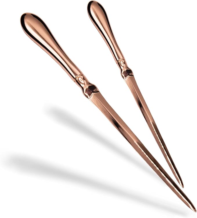 Rose Gold Letter Opener Knife - Smooth Metal Plated Envelope Opener - Ergonomic Rounded Handle for Comfort - Home and Office Mail Supplies - 2 Pack