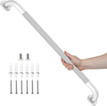 White Grab Bar 32 Inch, iHansee Anti-Slip Bathroom Grab Bar w/Knurled Grip, Stainless Steel Safety Handrail for Toilet Bathtub Shower, Wall Mounted Handicap Bars Handle for Senior Elderly