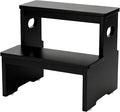 Two Step Stool for Adults and Kids, 450lbs Heavy Duty Step Stool, Bamboo Step Stool for High Beds, Portable Helper Step Stairs for Kids, for Kitchen, Bathroom, RV, Bedside Step Stool, Black
