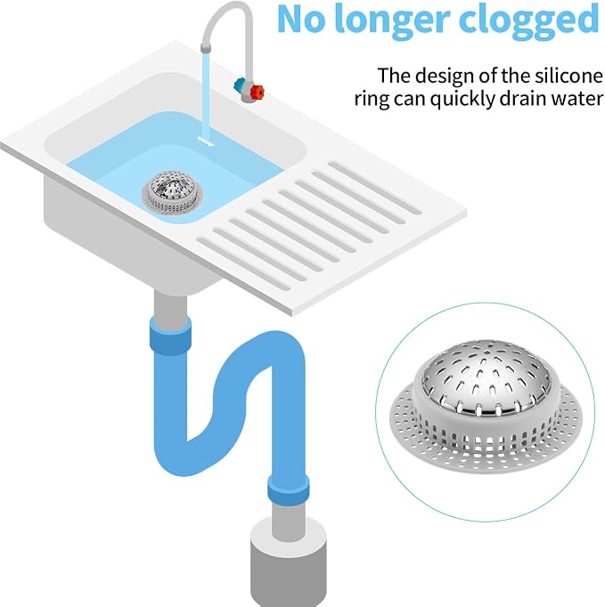 Aluvor Bathtub Drain Hair Catcher Shower Drain Cover Sink Drain Protector for Pop-Up & Regular Drains, Grey