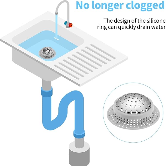 Aluvor Bathtub Drain Hair Catcher Shower Drain Cover Sink Drain Protector for Pop-Up & Regular Drains, Silver Grey