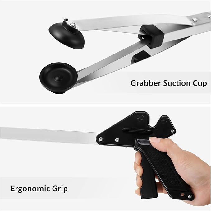 Sabary 5 Pack Suction Cup Reacher Grabber Heavy Trash Picker Grabber Tool, Long Handy Aids Nonslip Claw Reach Tool for Elderly Pick up Stick Arm Extension Litter Picker (Black)