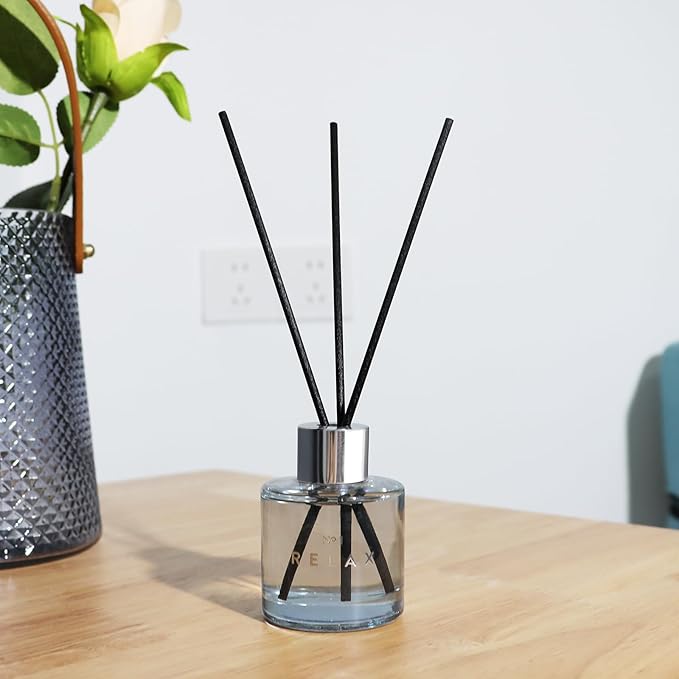 3 Pack Fragrance Reed Diffuser, 50ML Lavender Honey Jasmine White Tea Lemongrass Ginger Aromatherapy Diffuser Set with 12 Black Fiber Sticks,Air Freshener for Bedroom Bathroom Office