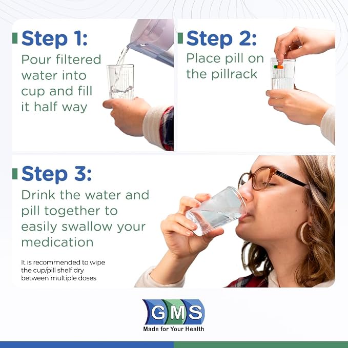 GMS Group Medical Supply, LLC Pill Taker Cup - Makes Swallowing Medium to Large Tablets & Pills Easy - Simply Drink Medicines Along with Water - Small Sized Cup Ideal for Kids, Adults & Seniors