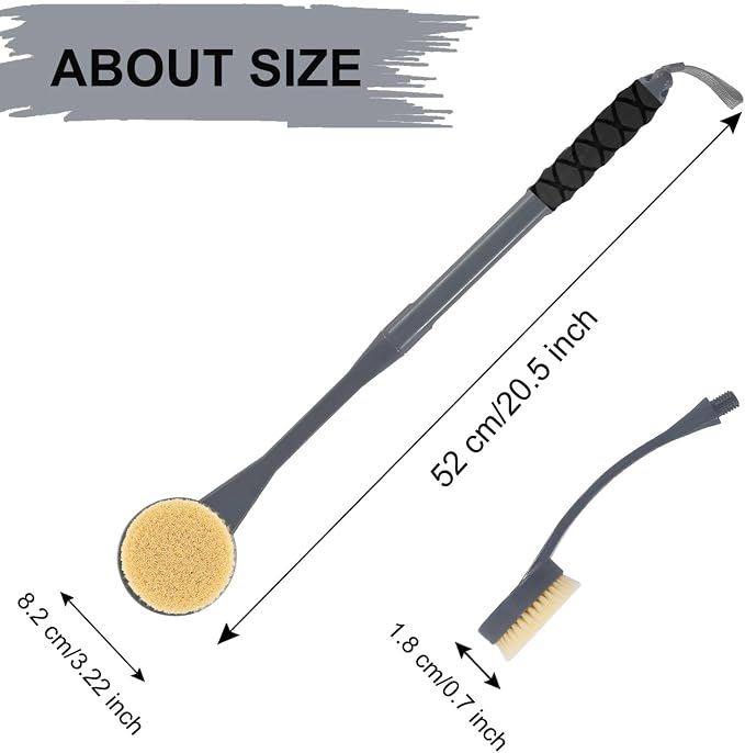 Gobiteli Back Scrubber for Shower,20.5" Long Handle Shower Brush for Body for Deep Clean,Back Brush for Shower for Men Women(Grey)