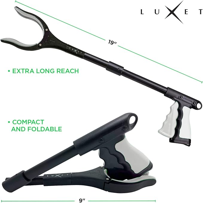 Grabber Reacher Tool 19 Inch Long, Foldable Pick Up Stick - Strong Grip Magnetic Tip - Heavy Duty Trash Picker Claw Reacher Grabber Tool Elderly Wheelchair Mobility Aid (Gray)