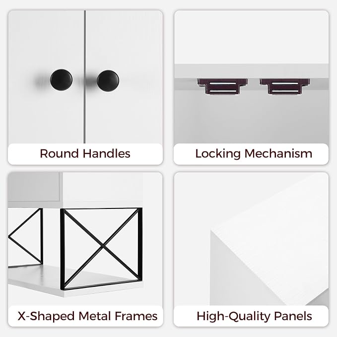 MAHANCRIS Bathroom Wall Cabinet with 2 Door and Adjustable Shelf, Farmhouse Medicine Cabinet with Towel Rack, 3-Tier Wall Mounted Storage Cabinet Over The Toilet for Bathroom Laundry Room, White