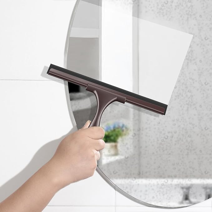 SetSail Shower Squeegee for Glass Doors All-Purpose Squeegee for Shower Glass Door Stainless Steel Window Squeegee with Hook for Car Windshield 12 Inches, Bronze