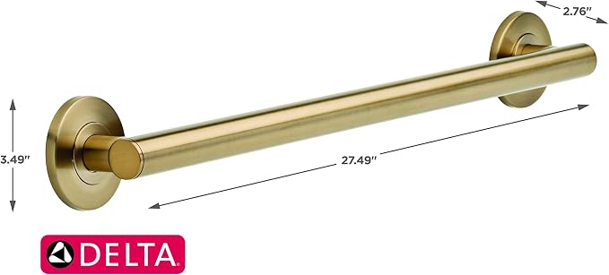 Delta Contemporary (1-Pack) 24" Shower Grab Bar Seniors ADA Compliant Champagne Bronze Bathroom Safety Handle for Shower, Bathtub | Wall Mounted 450 lb Capacity Balance Assist, Grip Bar 41824-CZ