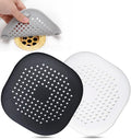 Hair Drain Catcher,Square Drain Cover for Shower Silicone Hair Stopper with Suction Cup,Easy to Install Suit for Bathroom,Bathtub,Kitchen 2 Pack (Ivory White Black)