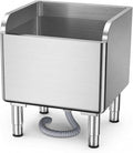 Stainless Steel Mop Sink, Freestanding Utility Basin with High Baffle, Drain Filter Basket and Adjustable Feet, Floor Mount Service Sink for Laundry Room, Garage, Restaurant, 17.7 x 16.1 x 21.7 in