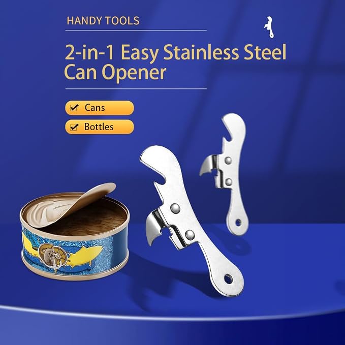 NACOLUS Can Opener Manual Stainless Steel Camping Can Opener, Portable Bottle Opener (2 Pieces)