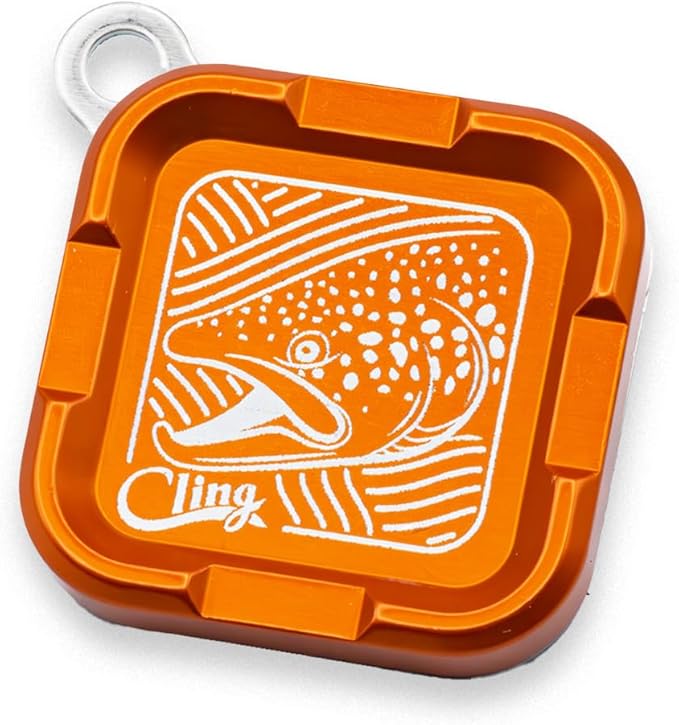 Cling Fishing Products Mag Grab® Mini – Compact Magnetic Fly Holder/Fly Patch & Organizer for Fly Fishing Vest, hat, Waders and Fishing Packs (Brown Town, Orange)