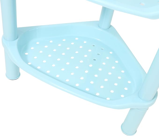 4 Tier Corner Shower Caddy, Rustproof, Plastic Shower Organizer for Bathroom, Bathtub, Shower pan, Bath Accessories Shower Caddies, 13.5 x 10 x 33.5 Inches, Blue (Round Slot Blue 4 Tier)