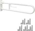 30.3 Inch Toilet Grab Bar, HUAS White Anti Slip Bathroom Toilet Safety Rails, U Shaped Flip-Up Handicap Grab Bars w/Paper Holder, Stainless Steel Support Handrail for Elderly Disabled Senior