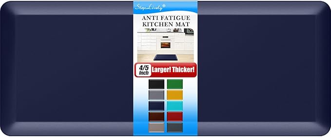 4/5 Inch Thick Kitchen Mat - Cushioned Anti Fatigue Mats for Kitchen Floor - Easy to Clean, Waterproof, Non-Slip Kitchen Rug for Sink, Office, Kitchen (22''x54'' Blue)