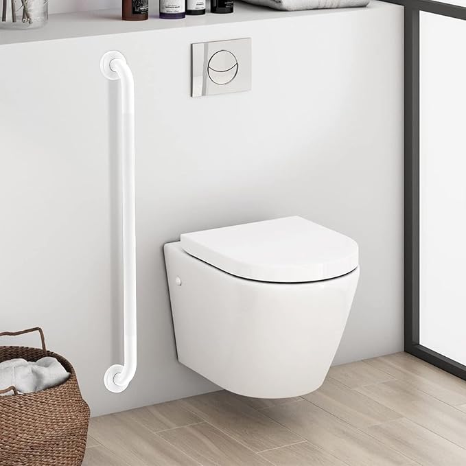 36 Inch Anti Slip Shower Grab Bar Oil Rubbed White, Munzong Bathroom Grab Bar, Knurled Bathroom Balance Bar,Safety Hand Rail Support Handicap Elderly Injury Senior Assist Bath Handle