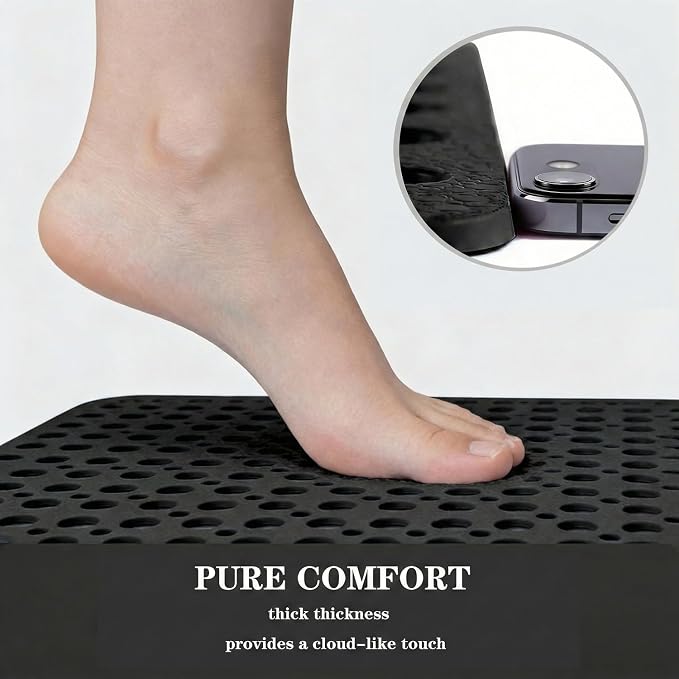 Nonslip Bathtub Mat Extra Soft TPE Bath Mat for Kids, Machine Washable Bathroom Shower Mat(Black, 30L x 17W Inch)