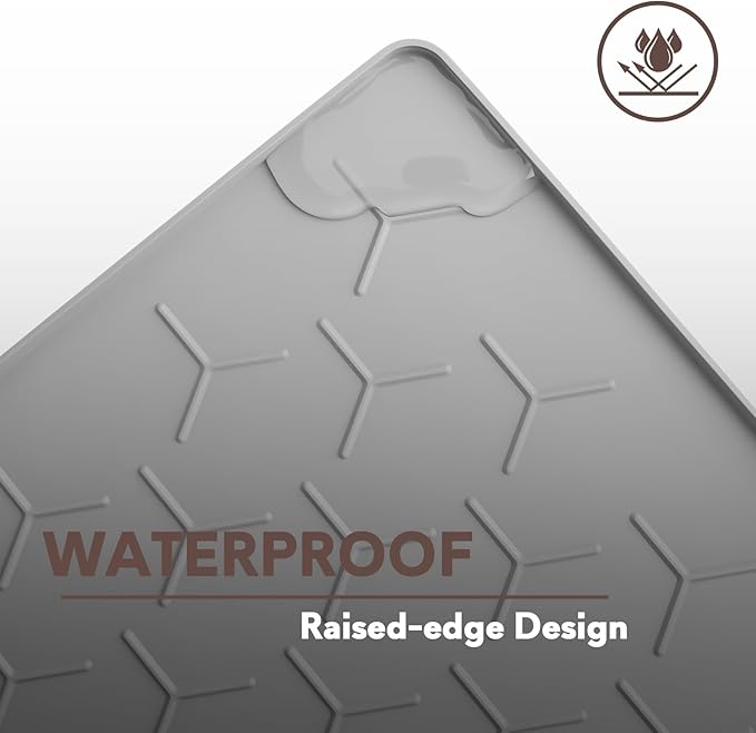 Garoopion Cat Litter Box Mat, Silicone Kitty Litter Mat, 24" X 16" Waterproof Silicone Pad for Floor, Light Gray