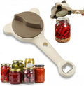 2026 Upgrade 4 in 1 Jar Opener, Multi-function Can & Bottle Caps Opener for Seniors & Weak Hands, Adjustable Stainless Steel Lid Remover for Kitchen Canned Goods (Beige)