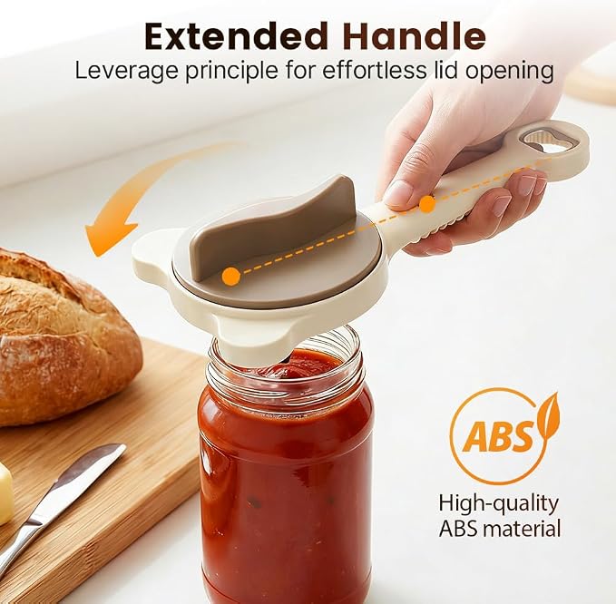 4 in 1 Multi-Purpose Jar Opener, Adjustable Three Claw Bottle Opener with Non-Slip Teeth, Multi Size Lid Tool for Jars Cans Wine Bottles, Ideal Kitchen Helper for Home Use