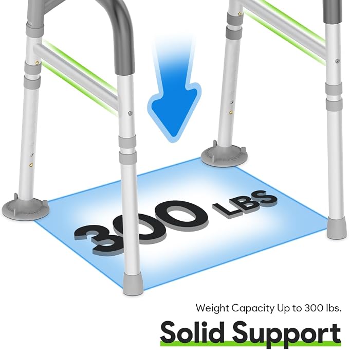 Delog Toilet Safety Rails 300 lb - Adjustable Toilet Safety Frame & Rails, Toilet Safety Rail for Elderly Adults, Toilet Handles for Seniors, Toilet Bars for Elderly & Handicap (Gray)