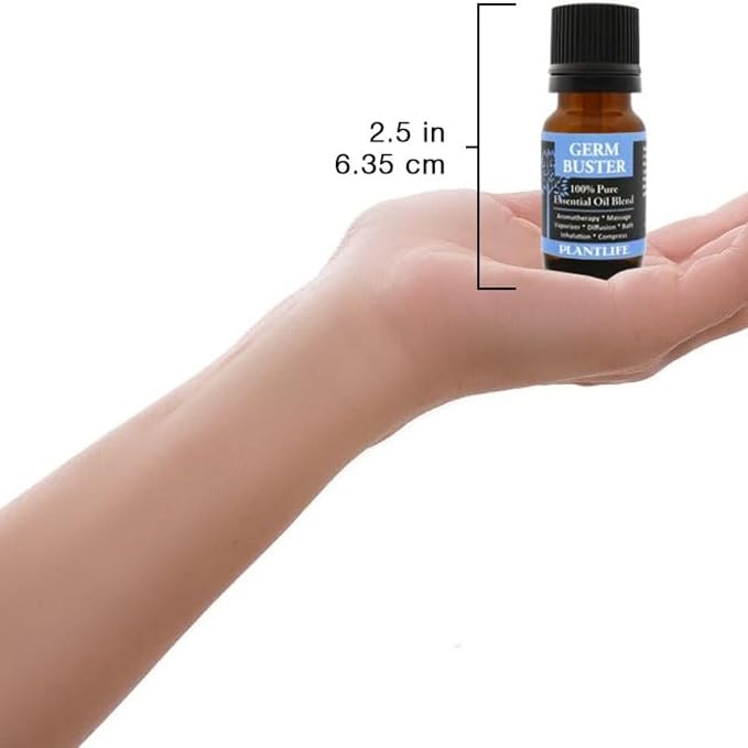 Plantlife Germ Buster Aromatherapy Essential Oil Blend - Straight from The Plant 100% Pure Therapeutic Grade - No Additives or Fillers - Made in California 10 ml