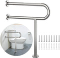 Toilet Support Rail 24X 28 Inch, Munzong Anti-Slip Chrome Handicap Grab Bar for Bathroom, Stainless Steel Knurled Safety handrails with Leg for Elderly Disabled Pregnant-1.25’Tube