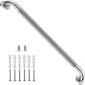 32 Inch Anti Slip Shower Grab Bar, ZUEXT Brushed Nickel Stainless Steel Bathroom Grab Bar, Knurled Bathroom Balance Bar, Safety Hand Rail Support, Handicap Elderly Injury Senior Assist Bath Handle