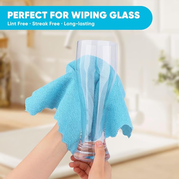 Orighty Microfiber Cleaning Cloth, 10 Pack Highly Absorbent Cleaning Rags, Household Cleaning Supplies, Reusable Lint Free Cloths Microfiber Rag for House, Kitchen, Car Care, 12x11 inch, Multicolor